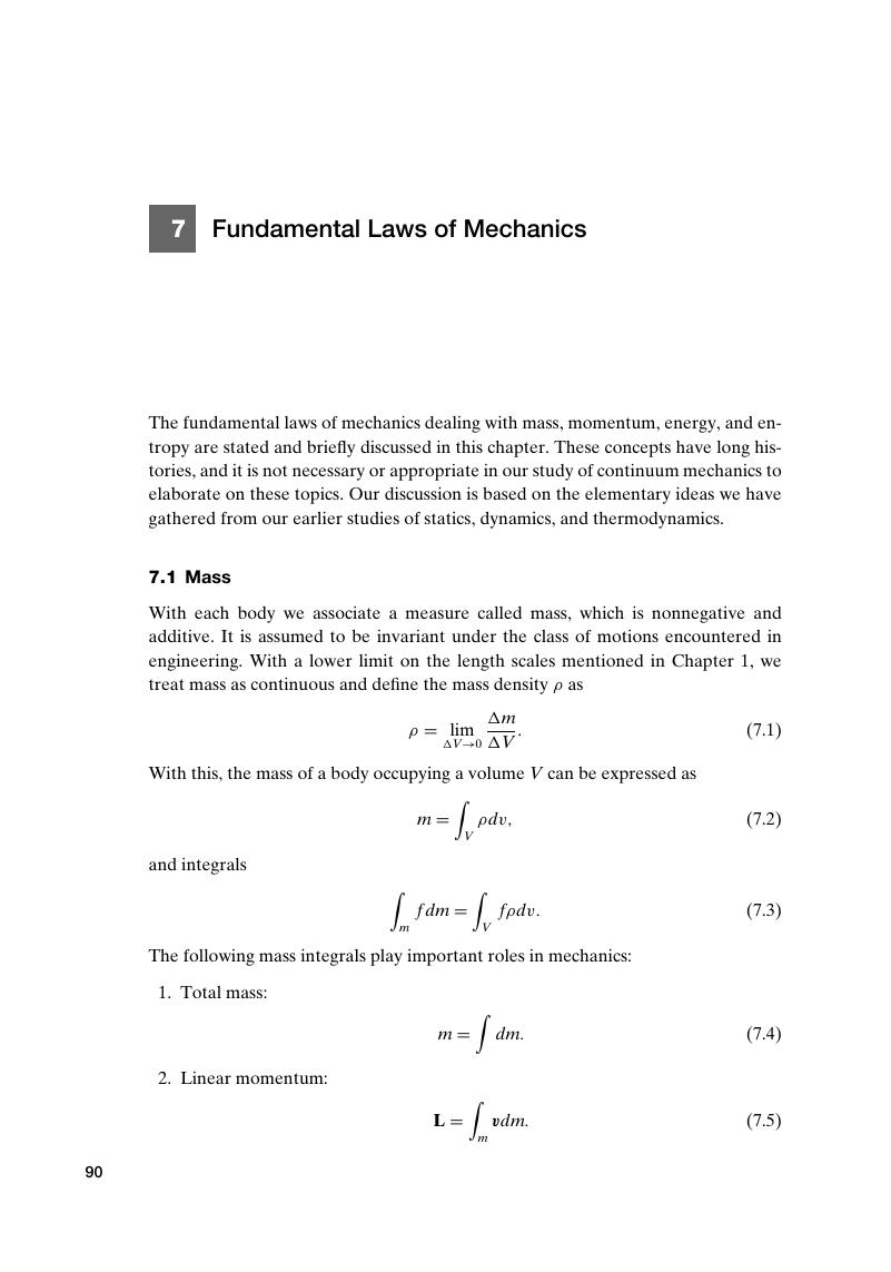 Fundamental Laws Of Mechanics (Chapter 7) - Introduction To Continuum ...