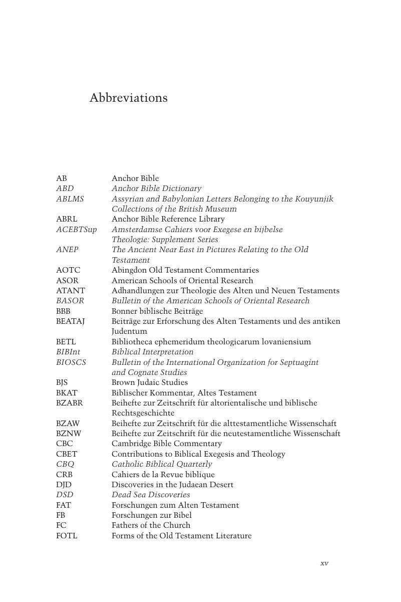 List Of Abbreviations The Cambridge Companion To The Hebrew Bible Old   FirstPage 9780511843365loa Pxv Xviii CBO 