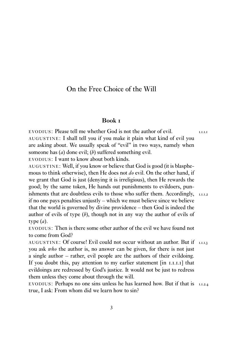 On the free choice of the will augustine on the free choice of the