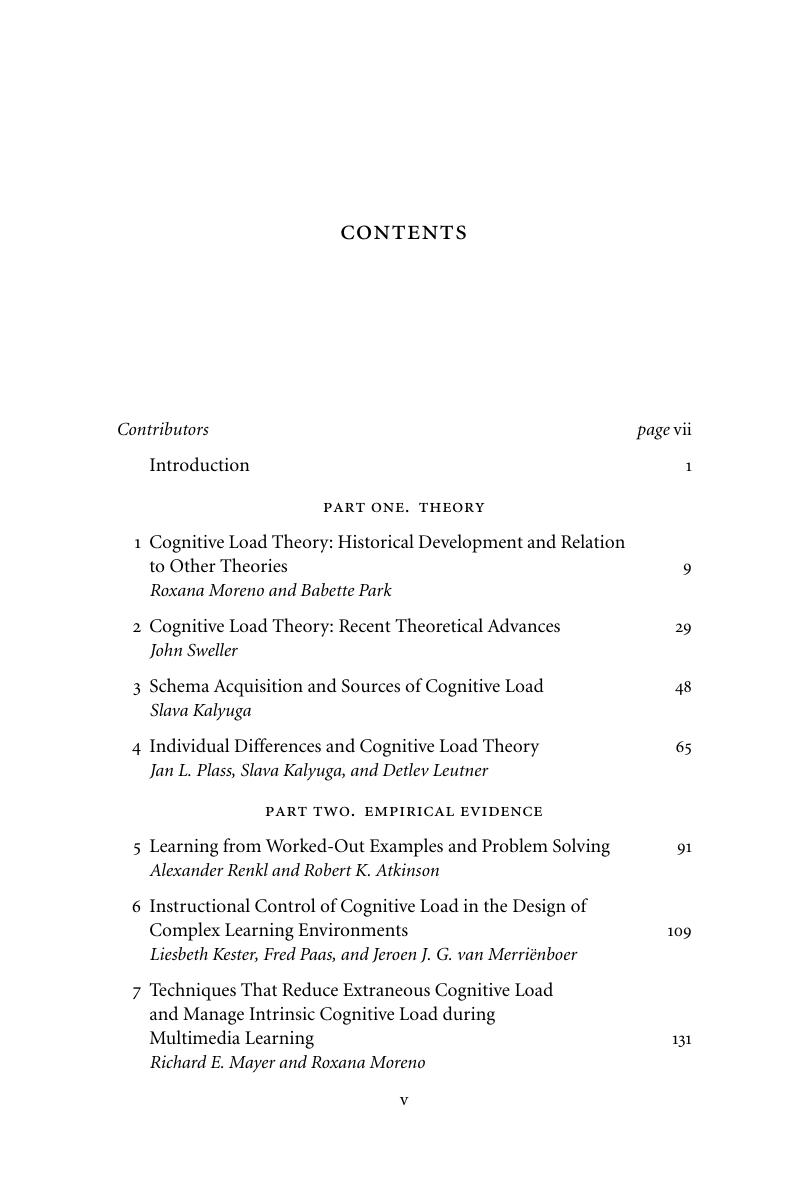 Contents - Cognitive Load Theory