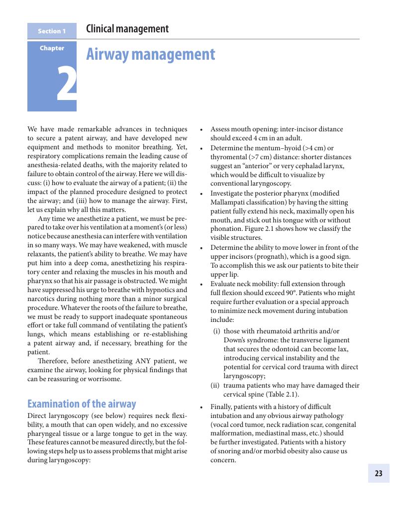 Airway management (Chapter 2) - Essential Anesthesia