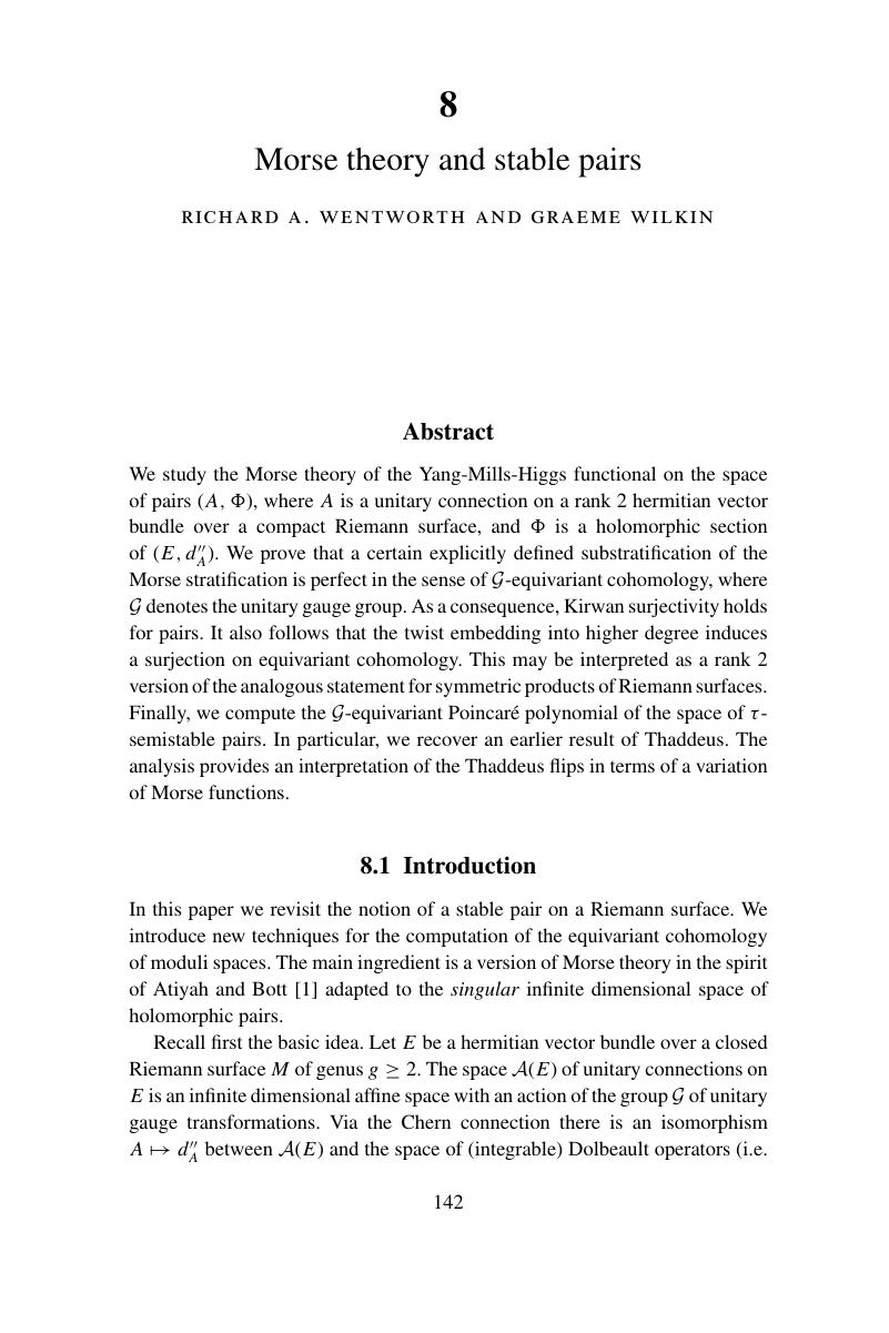 Morse theory and stable pairs (Chapter 8) - Variational Problems in ...