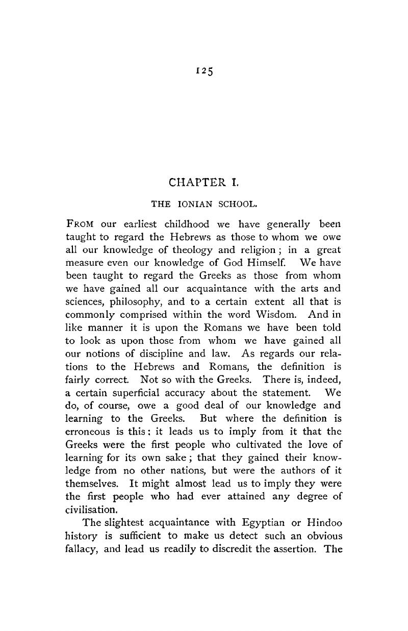 THE IONIAN SCHOOL (CHAPTER I) - General Sketch of the History of Pantheism