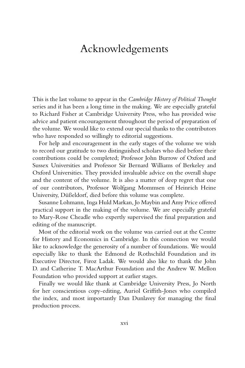 Acknowledgements - The Cambridge History of Nineteenth-Century ...