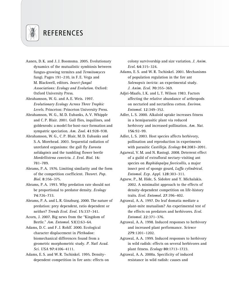 References Insect Ecology