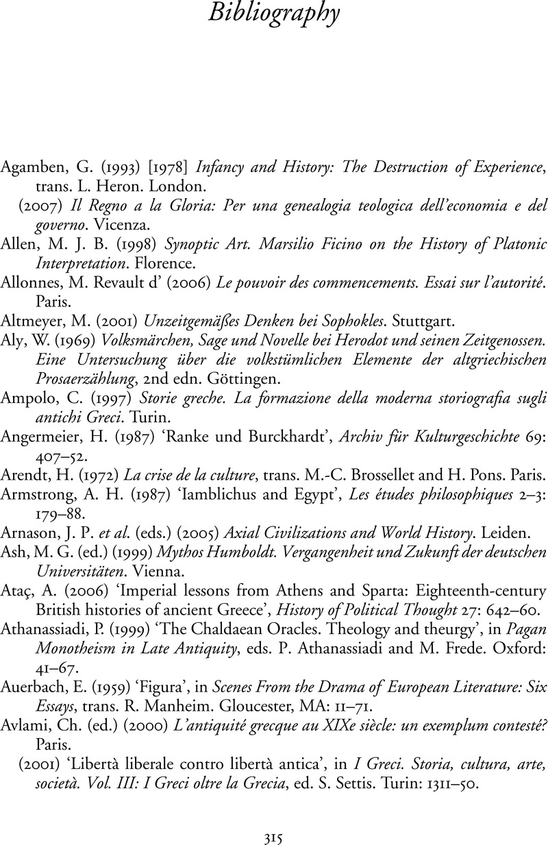 Bibliography The Western Time of Ancient History