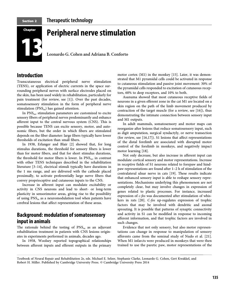 Peripheral Nerve Stimulation (Chapter 13) - Textbook Of Neural Repair ...