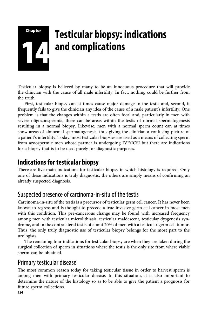 Testicular Biopsy Indications And Complications Chapter 14 Male