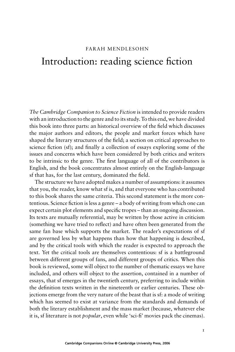 Introduction - The Cambridge Companion To Science Fiction