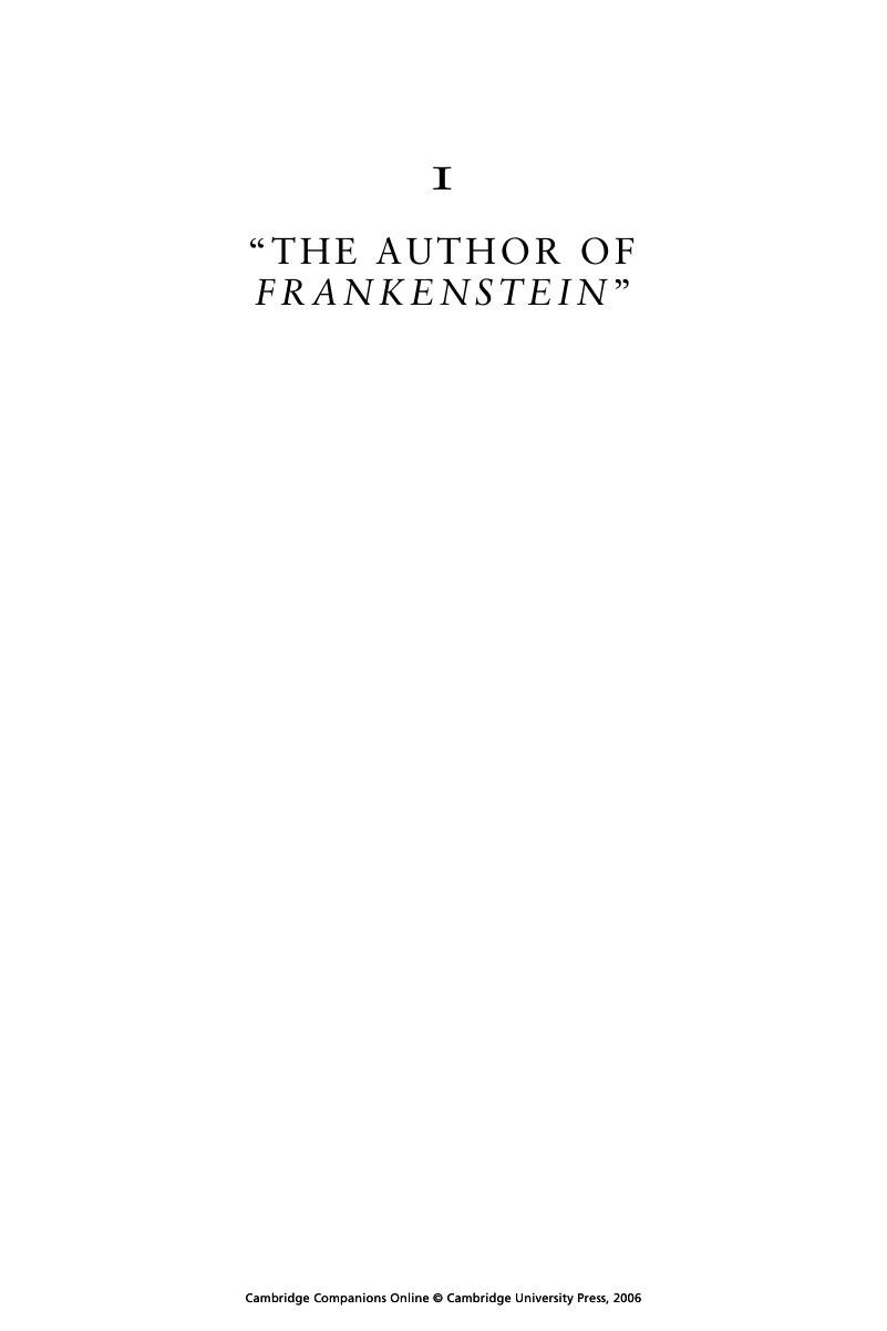 “The author of Frankenstein” (Part 1) - The Cambridge Companion to Mary ...