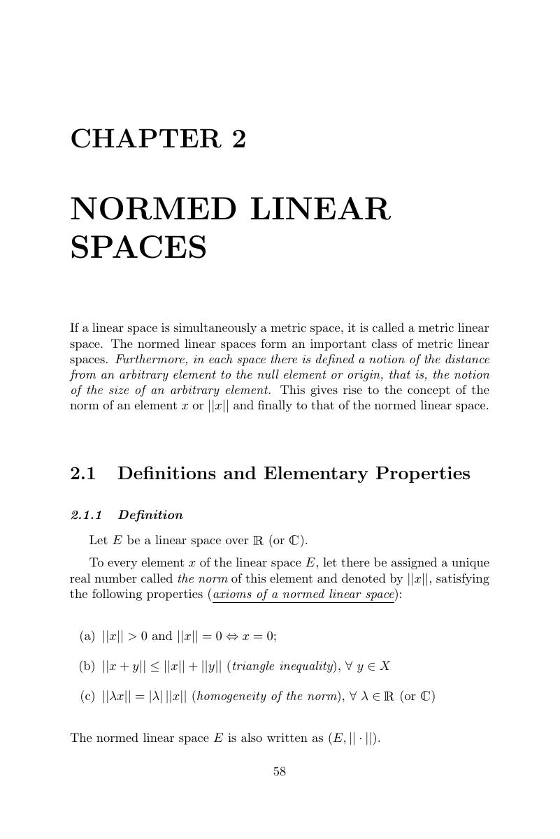 Normed Linear Spaces (II) A First Course in Functional Analysis