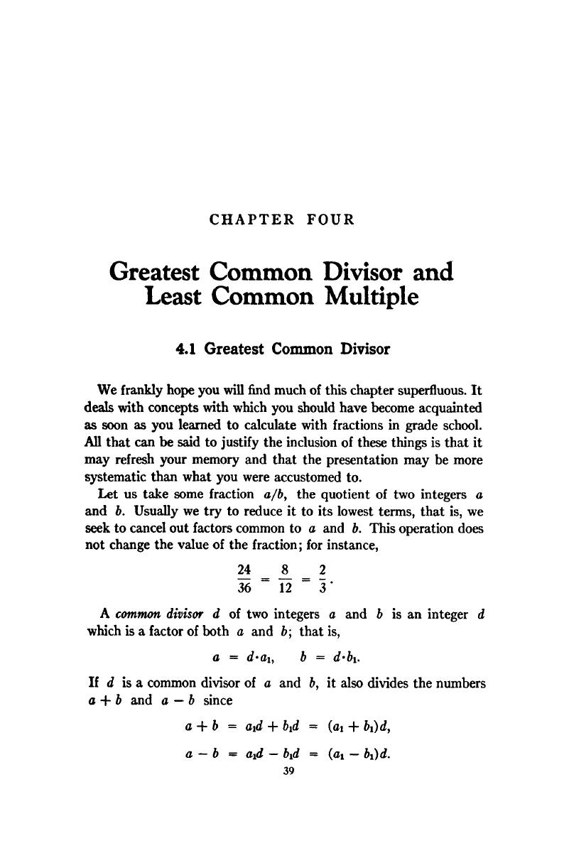 Greatest Common Divisor And Least Common Multiple (Chapter 4 ...