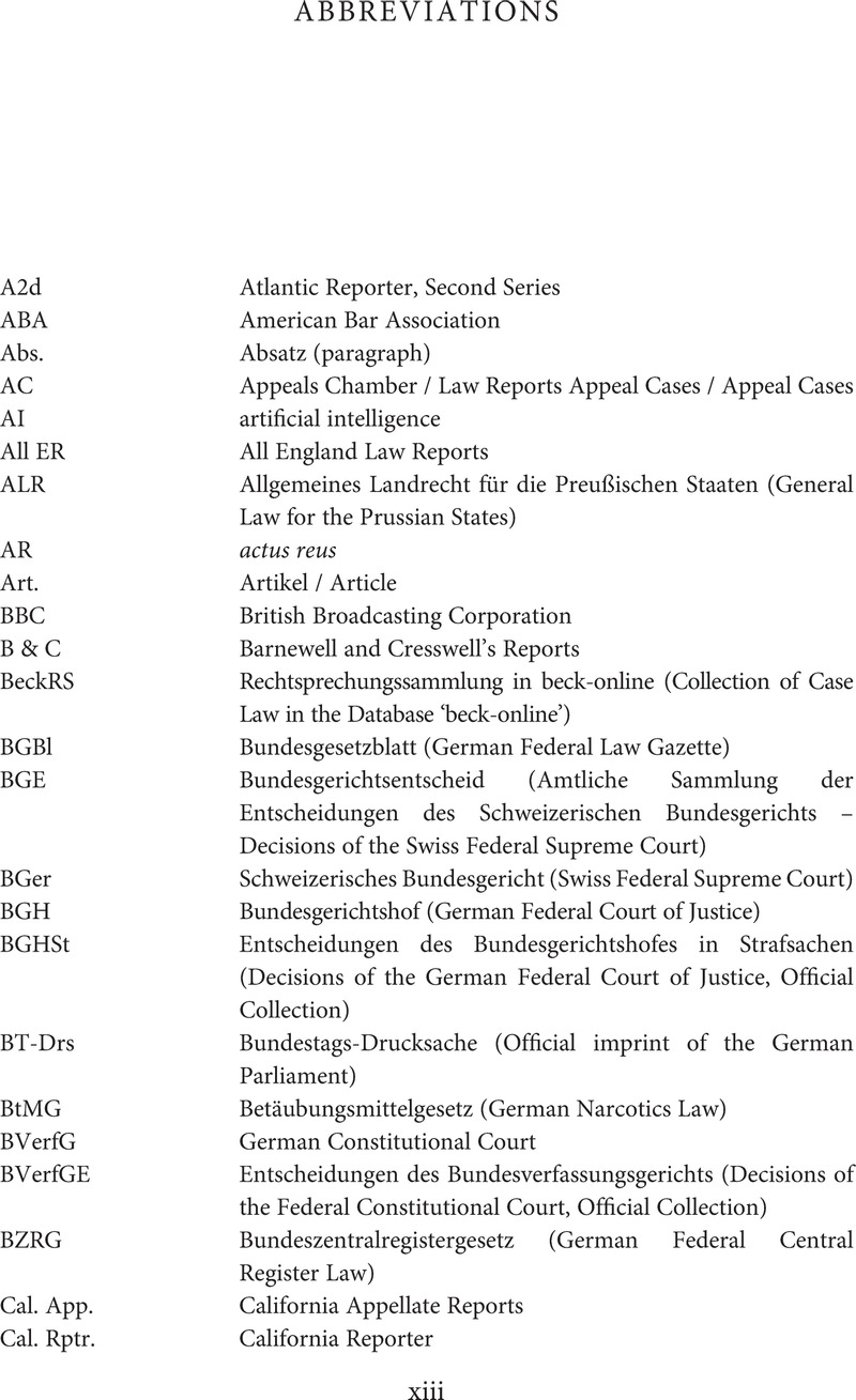 Abbreviations - Core Concepts In Criminal Law And Criminal Justice