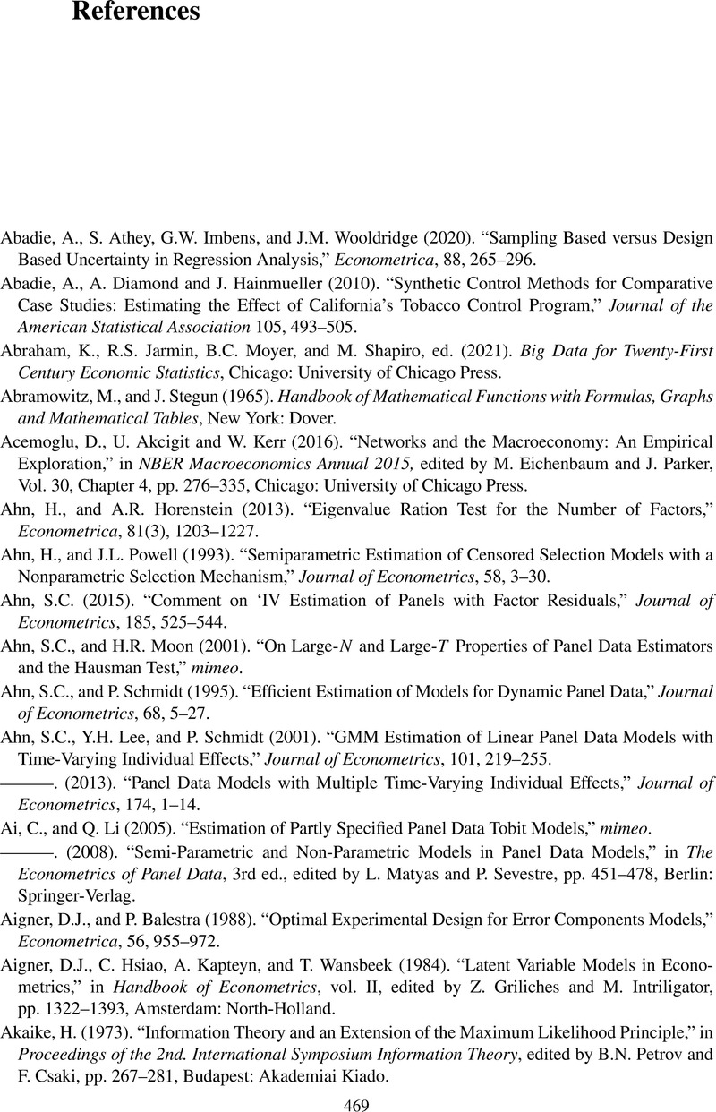 References Analysis of Panel Data