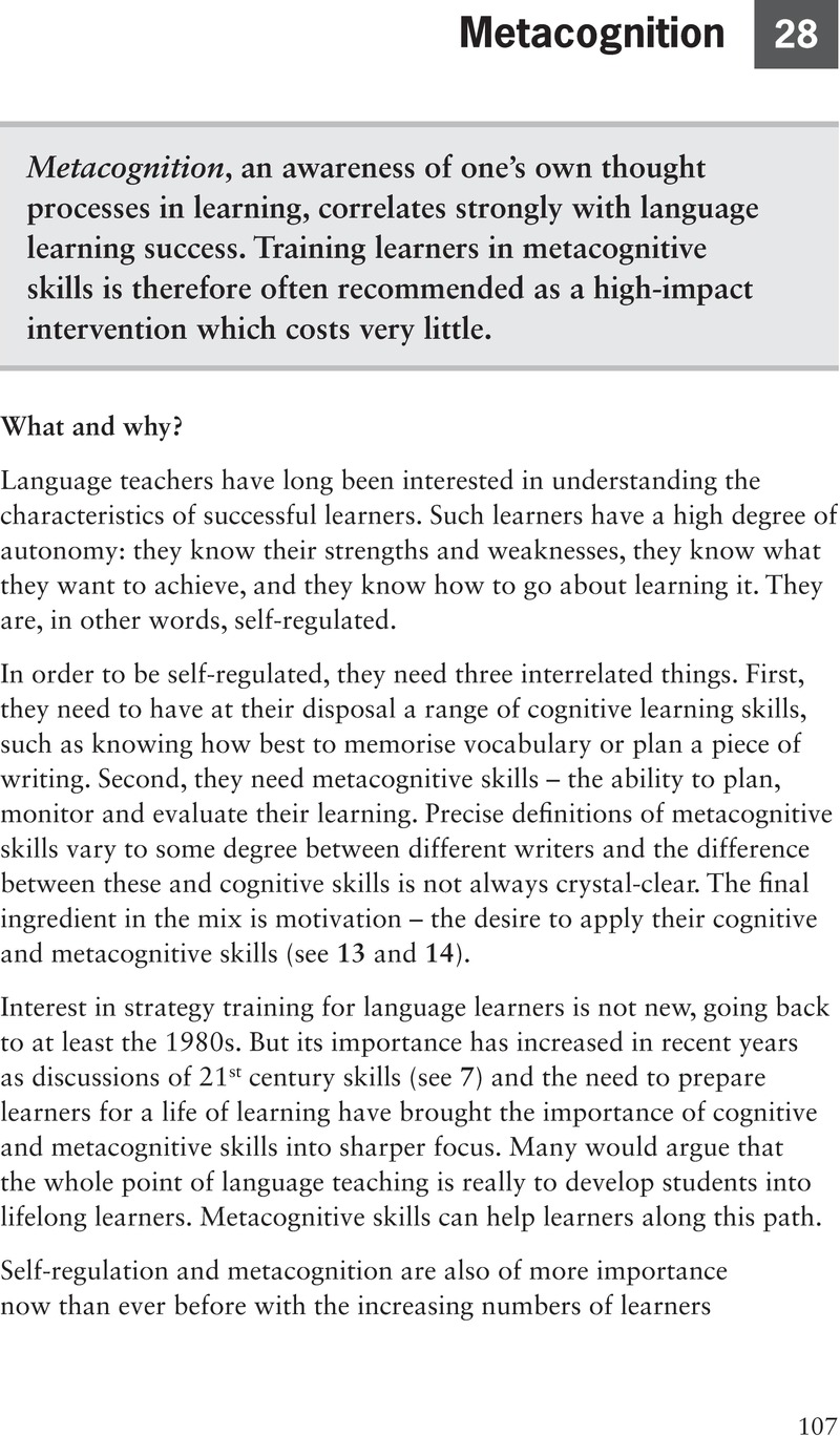 Metacognition (Chapter 28) - Philip Kerr’s 30 Trends In ELT