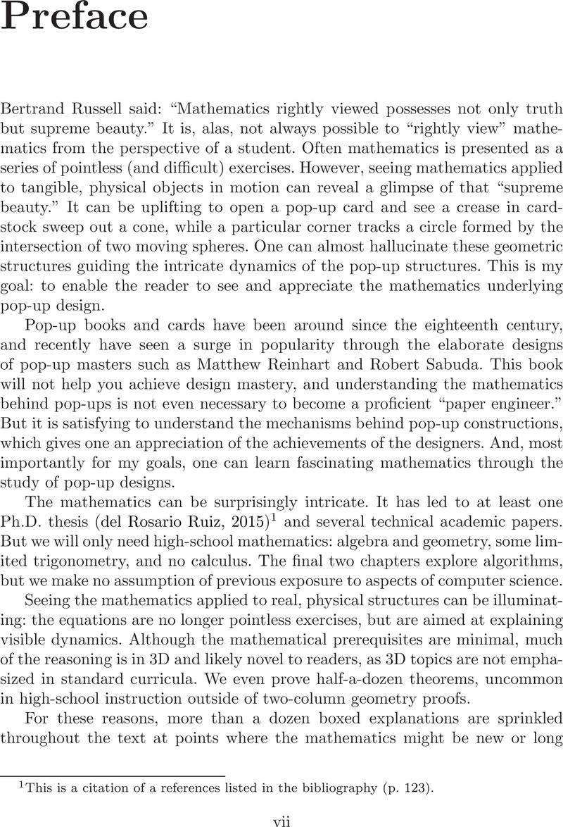 Preface - Pop-Up Geometry