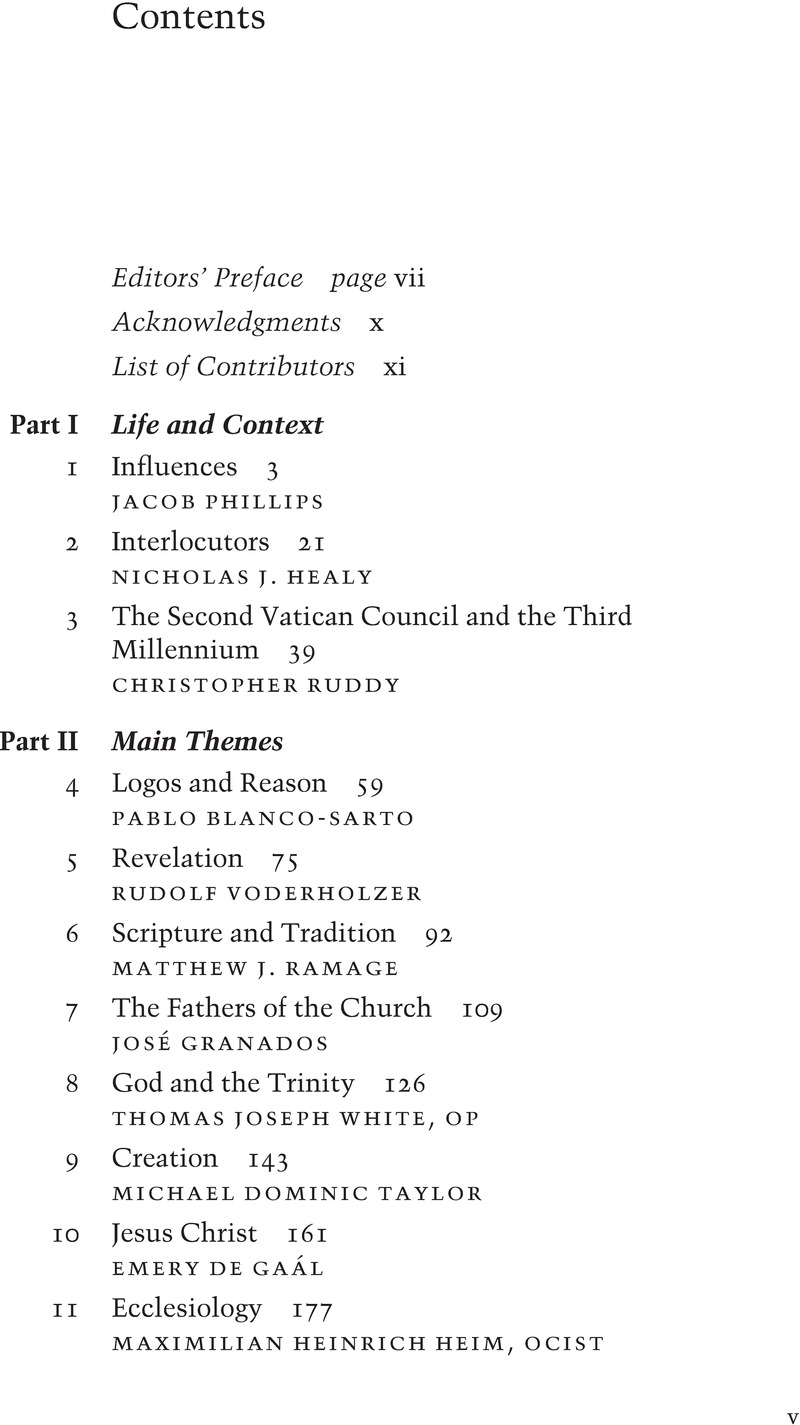 Contents - The Cambridge Companion to Joseph Ratzinger