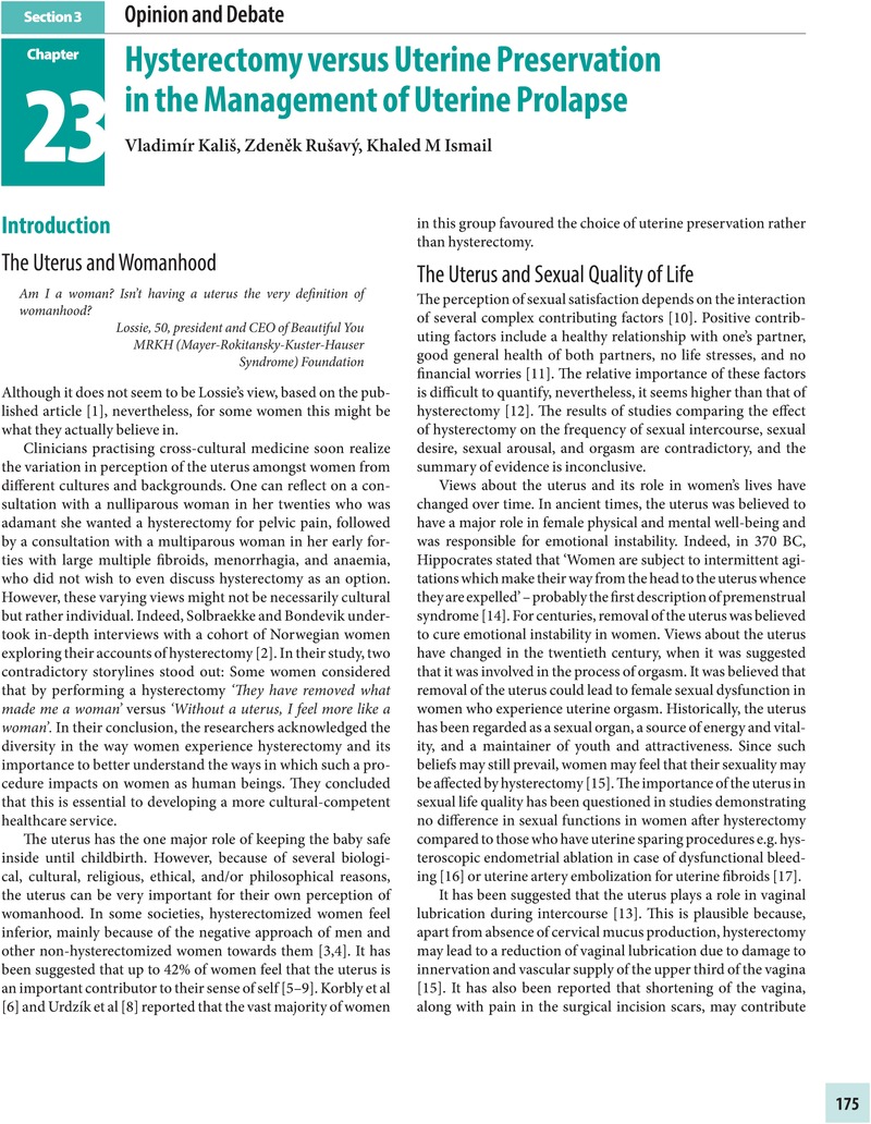 Hysterectomy Versus Uterine Preservation In The Management Of Uterine Prolapse Chapter