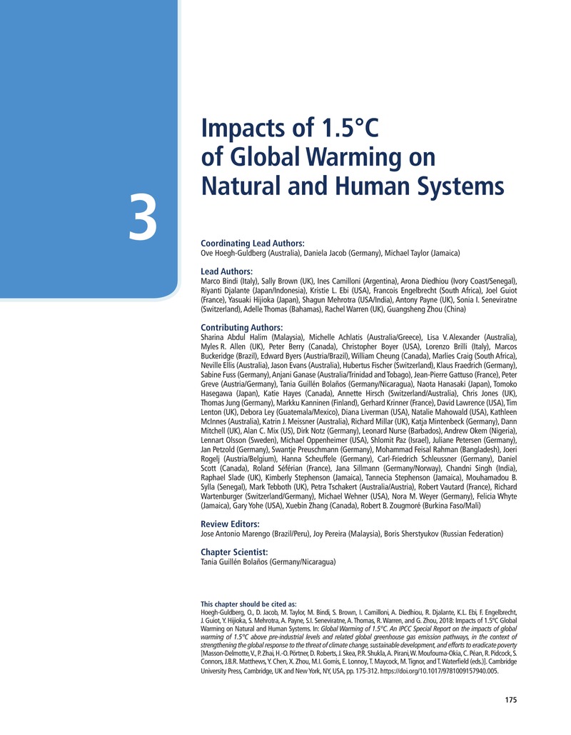 Impacts Of 1.5°C Global Warming On Natural And Human Systems (Chapter 3 ...