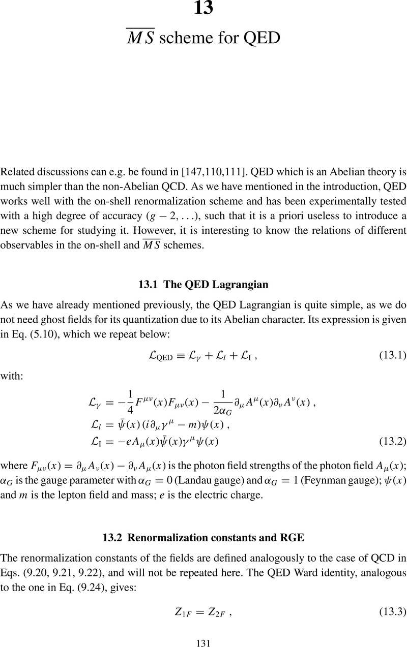 MS¯ Scheme For QED (Chapter 13) - QCD As A Theory Of Hadrons