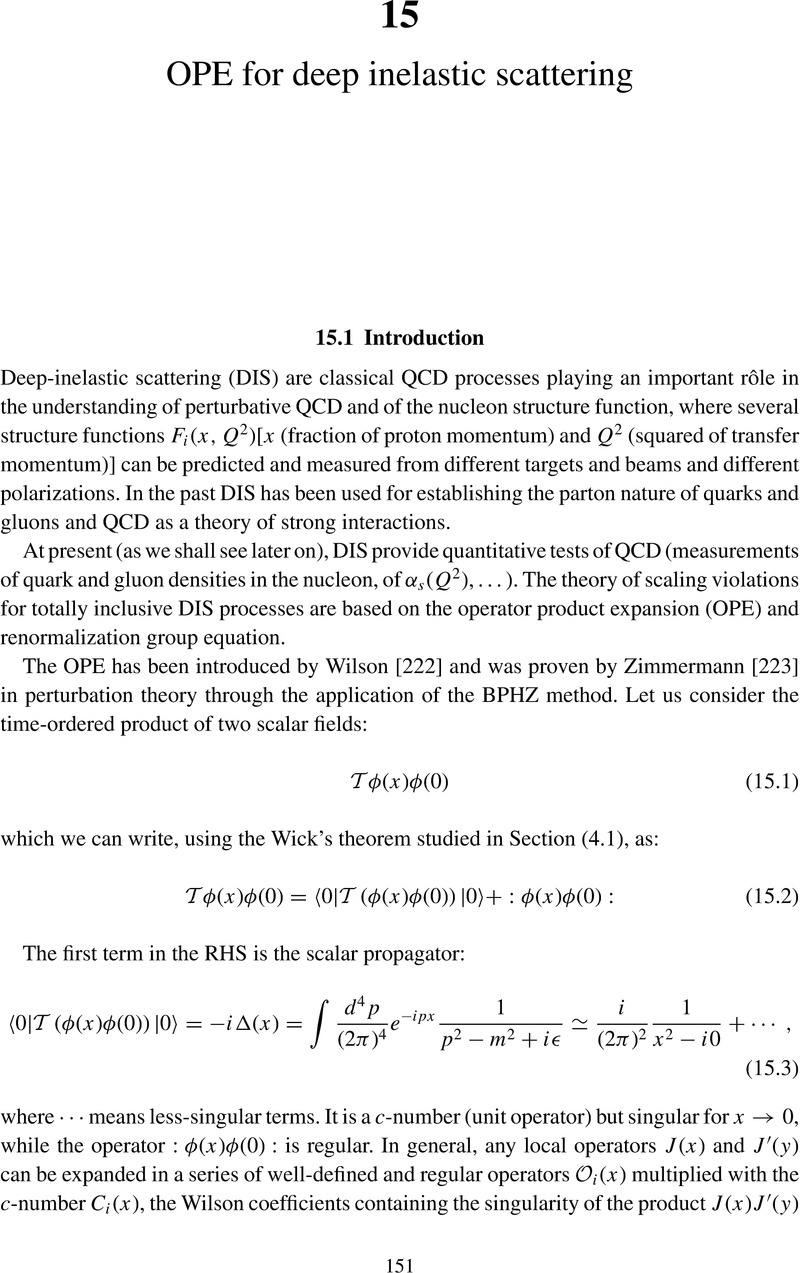 OPE For Deep Inelastic Scattering (Chapter 15) - QCD As A Theory Of Hadrons