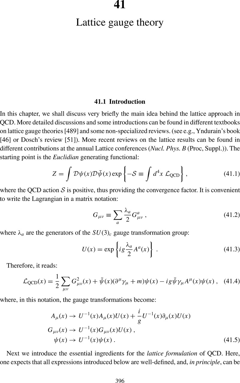 Lattice Gauge Theory (Chapter 41) - QCD As A Theory Of Hadrons