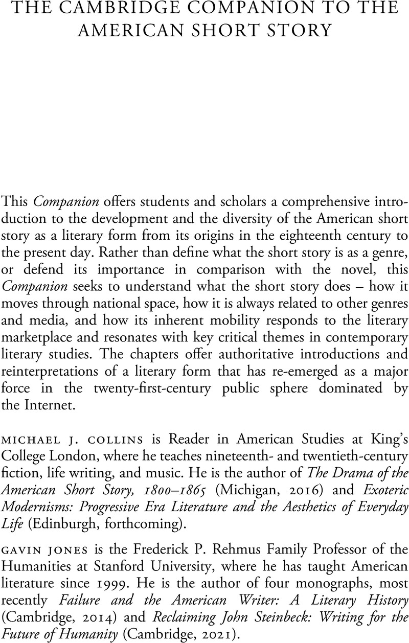 The Cambridge Companion To The American Short Story - The Cambridge ...