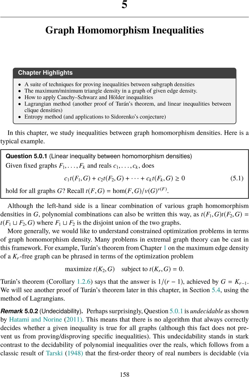 Graph homomorphism inequalities chapter 5 graph theory and additive