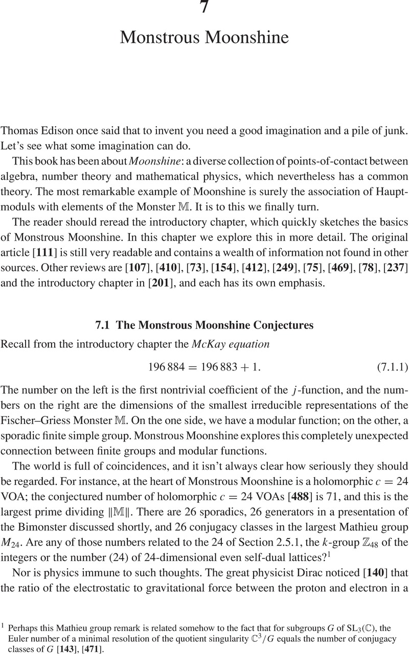 Monstrous Moonshine (Chapter 7) - Moonshine beyond the Monster