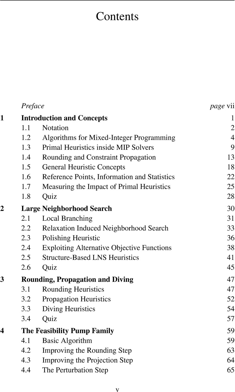 Contents - Primal Heuristics in Integer Programming