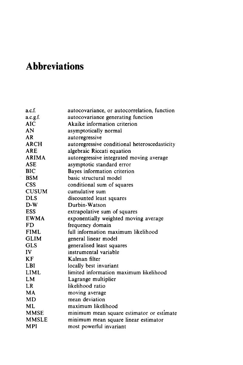 List of abbreviations - Forecasting, Structural Time Series Models and ...