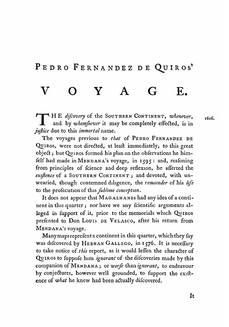 Pedro Fernandez De Quiros' Voyage An Historical Collection of the
