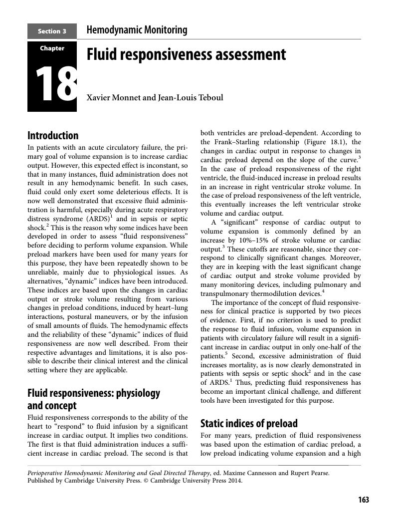 Fluid Responsiveness Assessment (Chapter 18) - Perioperative ...