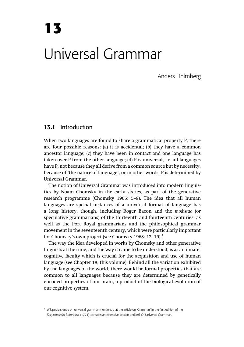 Universal Grammar (Chapter 13) - The Cambridge Handbook Of Historical ...