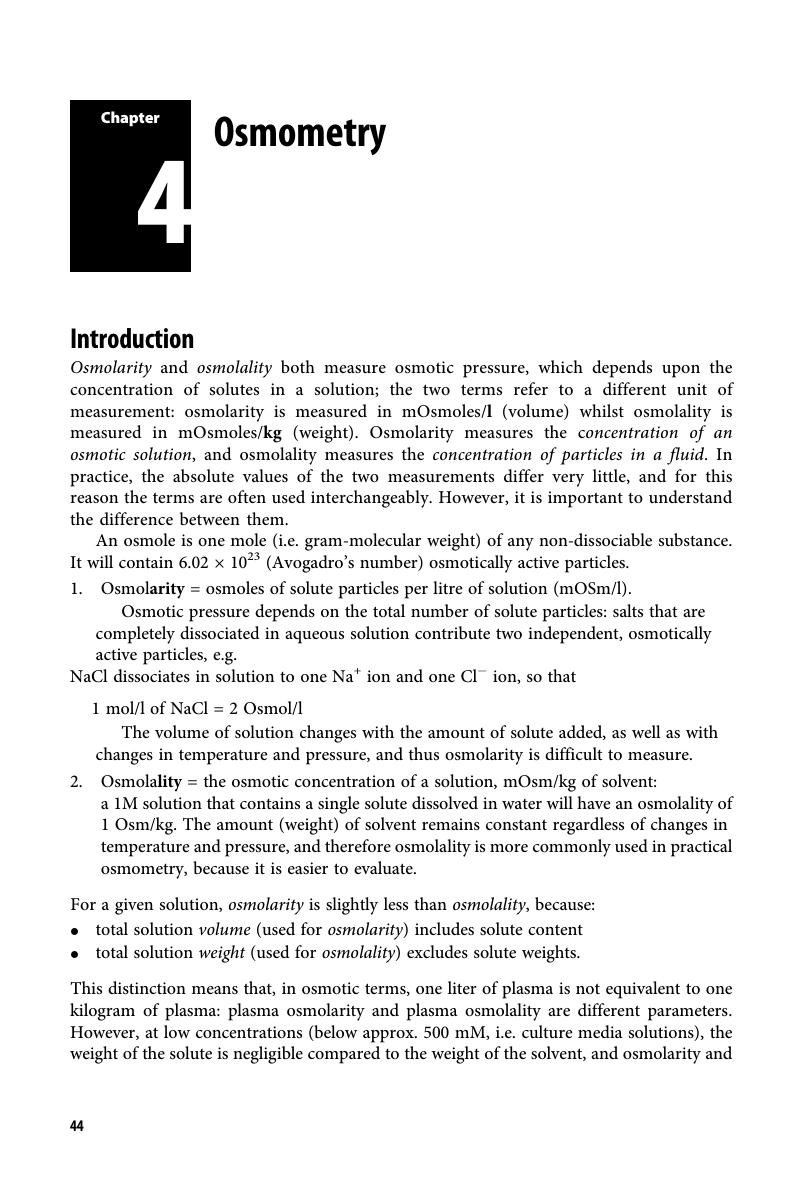 Osmometry (Chapter 4) Troubleshooting and ProblemSolving in the IVF