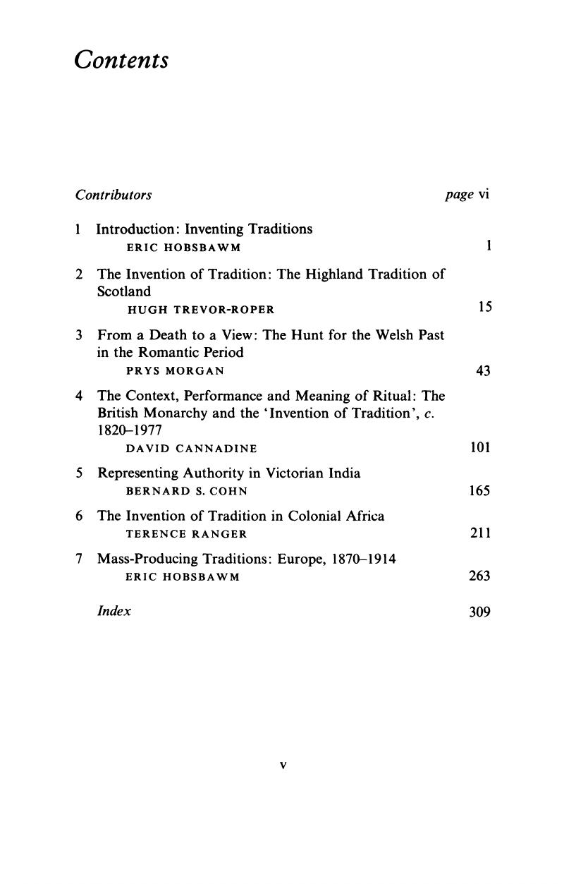 Contents - The Invention of Tradition