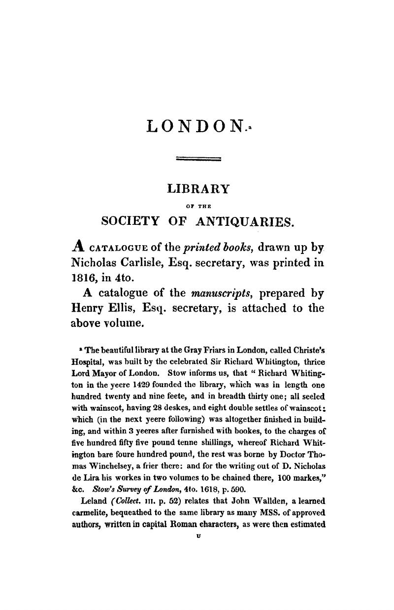 LONDON, Library of the Society of Antiquaries - Repertorium bibliographicum