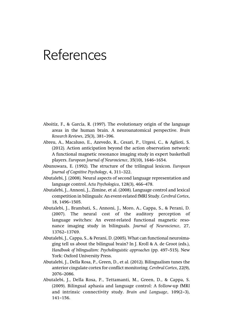 References - The Cambridge Handbook Of Bilingual Processing