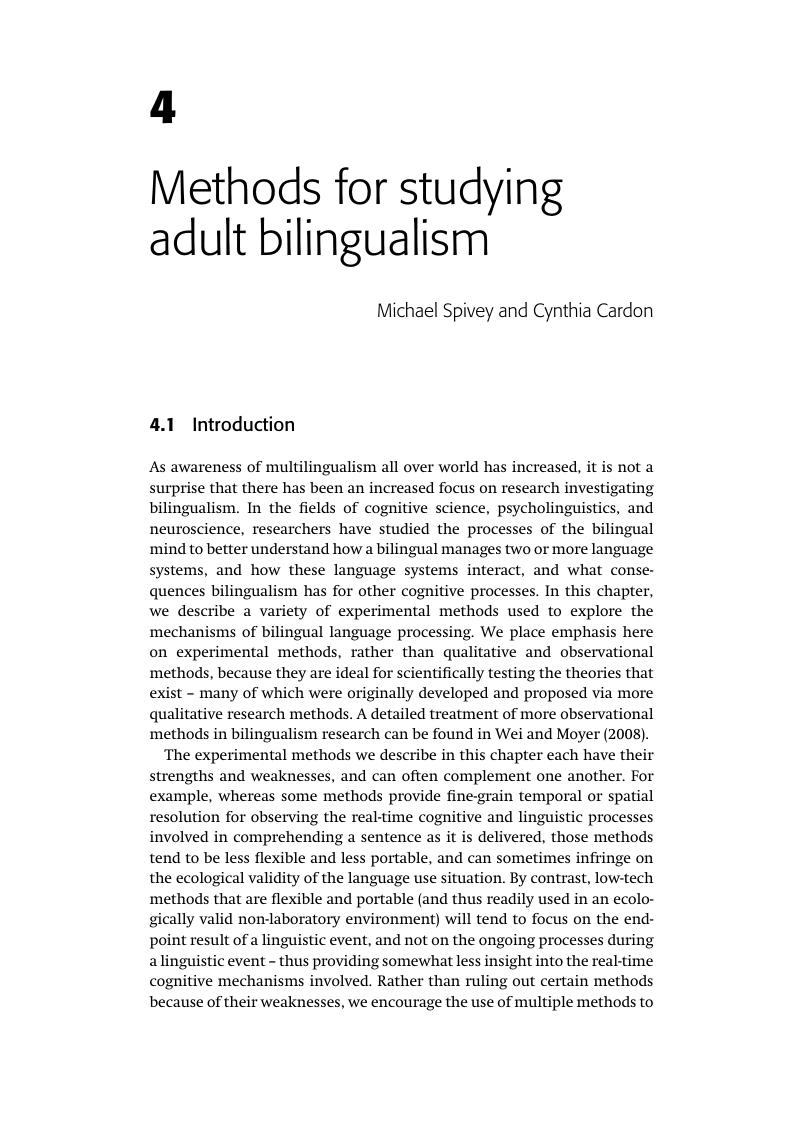 Methods For Studying Adult Bilingualism (Chapter 4) - The Cambridge ...