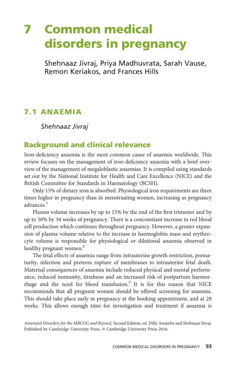  Common Medical Disorders In Pregnancy Chapter 7 Antenatal Disorders 