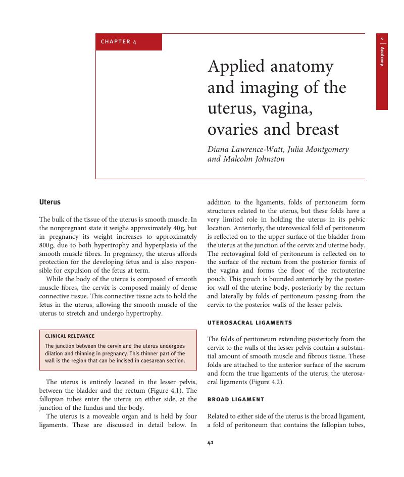 Applied Anatomy And Imaging Of The Uterus Vagina Ovaries And Breast Chapter Mrcog Part One