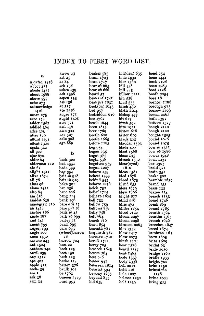 INDEX TO FIRST WORD LIST A History of English Sounds from the