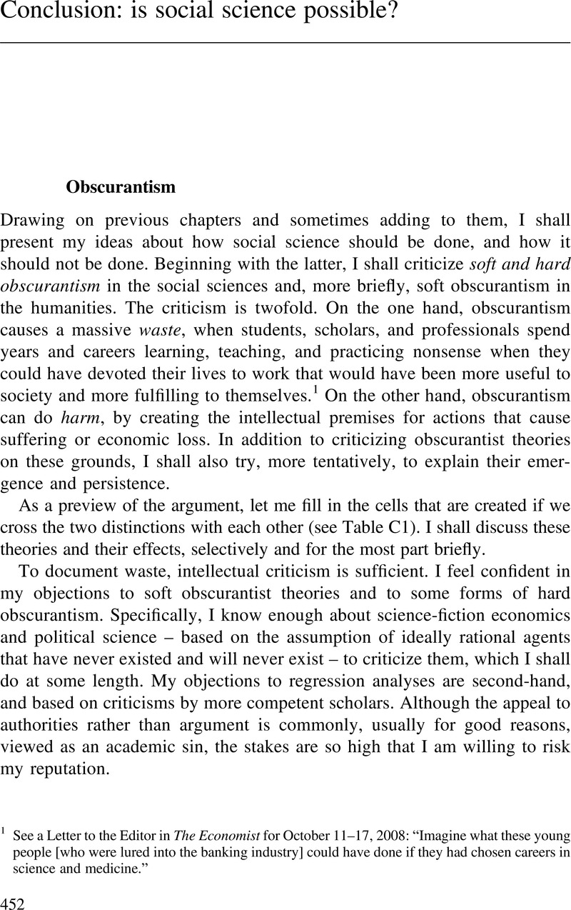 Conclusion Is Social Science Possible Explaining Social Behavior