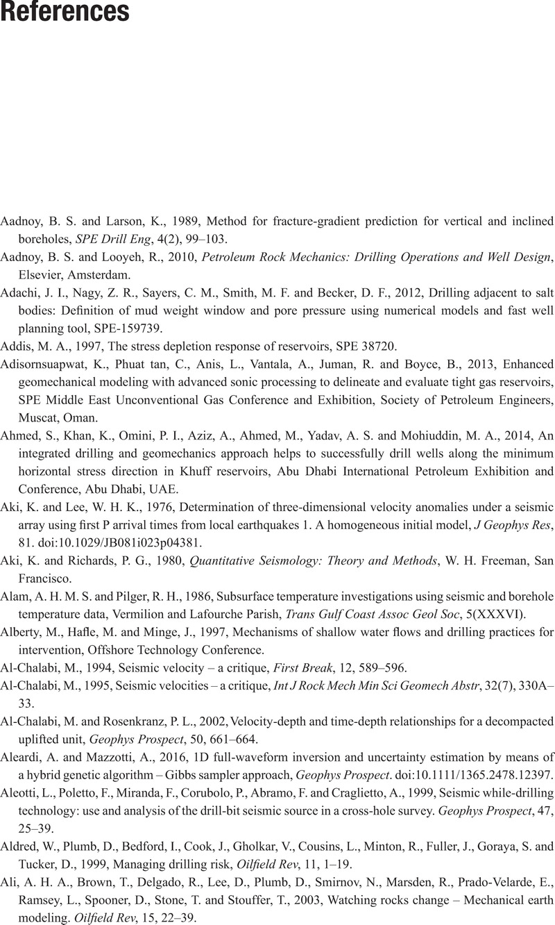 References - Quantitative Analysis of Geopressure for Geoscientists and ...