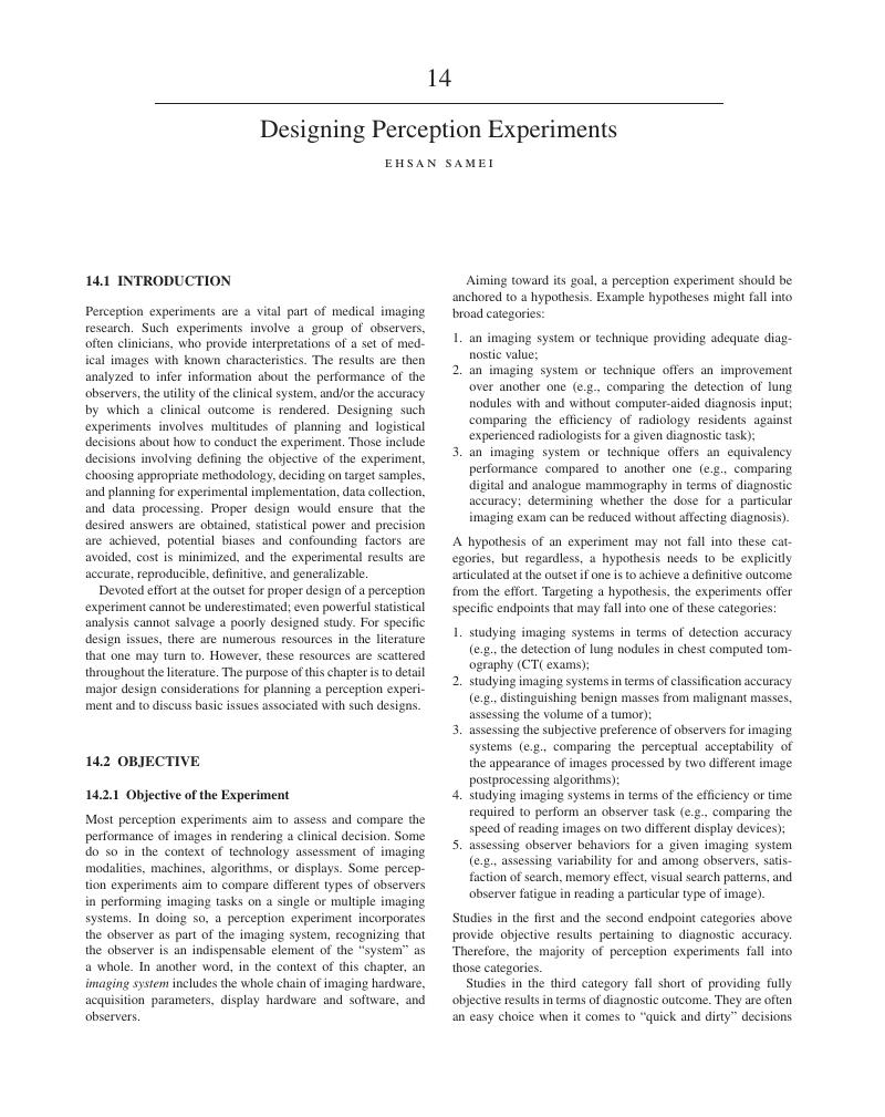 Designing Perception Experiments (Chapter 14) - The Handbook of Medical ...