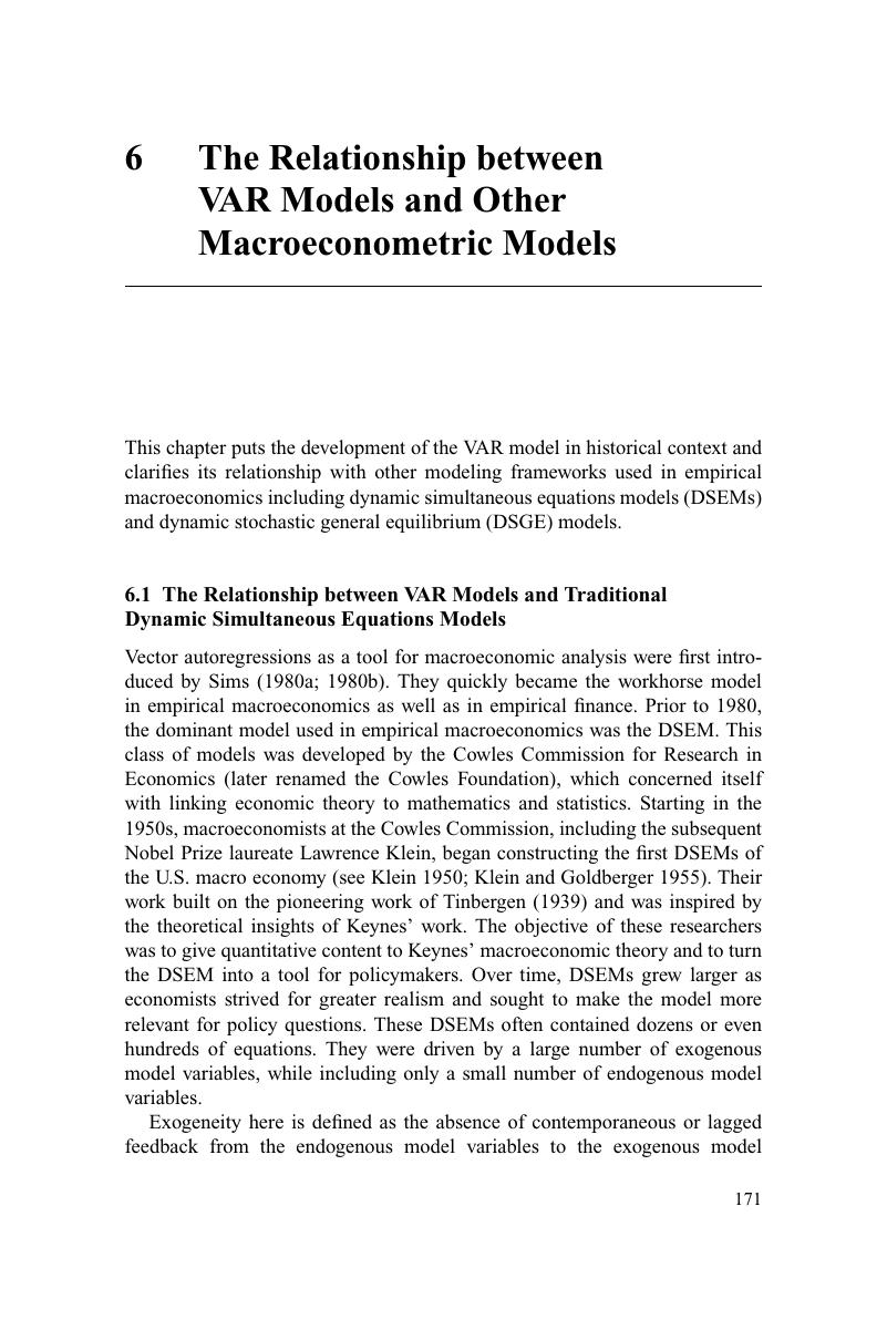 The Relationship Between VAR Models And Other Macroeconometric Models ...