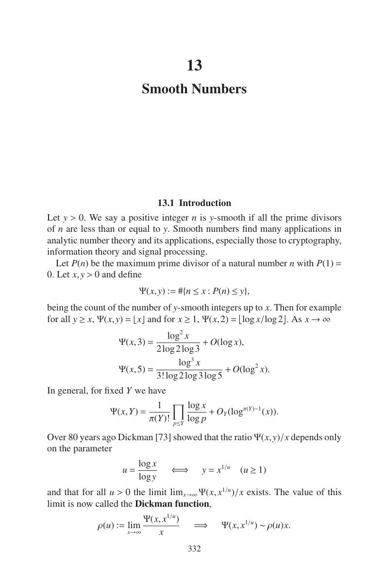 Smooth Numbers Chapter 13 Equivalents Of The Riemann Hypothesis