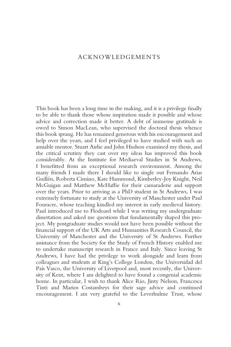 Acknowledgements - Flodoard of Rheims and the Writing of History in the ...