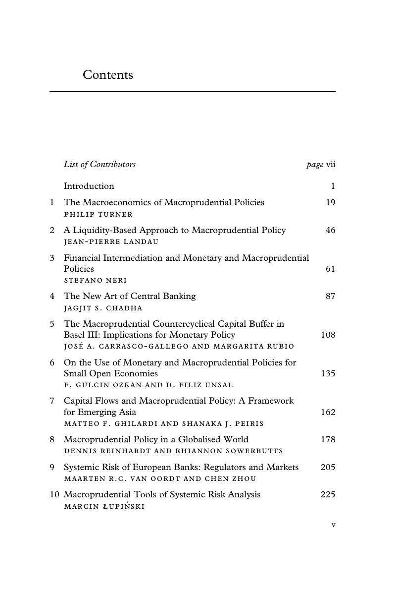 Contents - Macroprudential Policy and Practice
