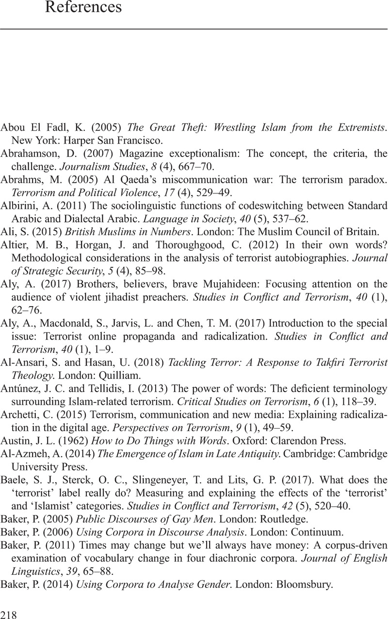 References - The Language of Violent Jihad